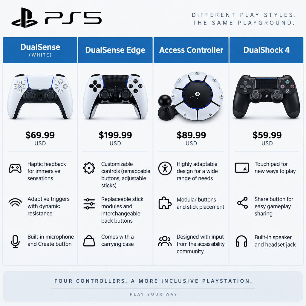 PS5 Controller Comparison Chart