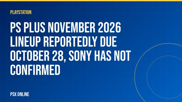 PS Plus November 2026 lineup reportedly due October 28, Sony has not confirmed