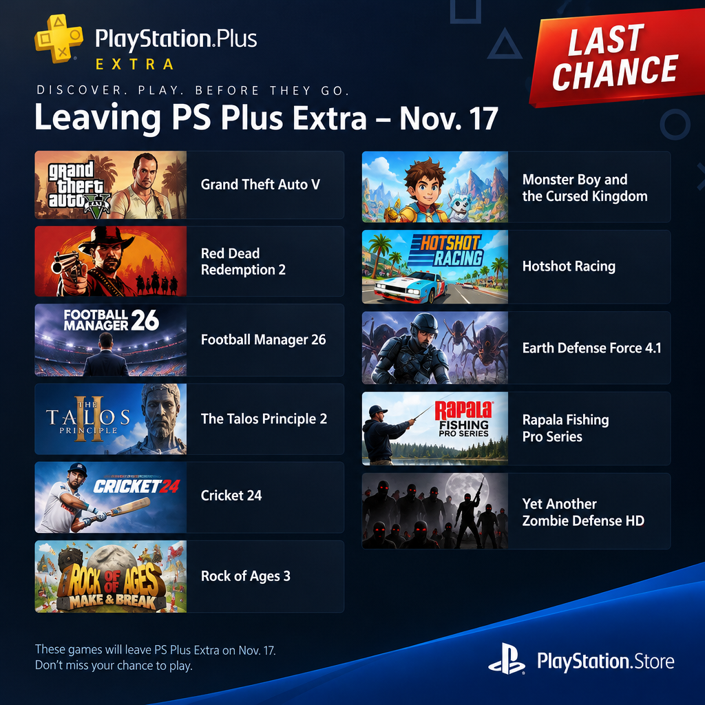 Games Leaving PS Plus Extra November 17